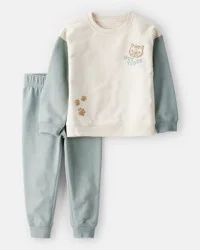 Carter's Toddler Boy Hey Tiger French Terry Sweatshirt & Pant Set - Blue/Cream, 5T