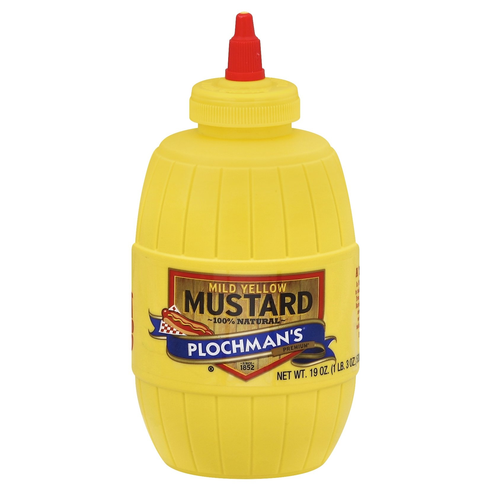 slide 1 of 4, Plochman's Premium Mild Yellow Mustard, 19 oz