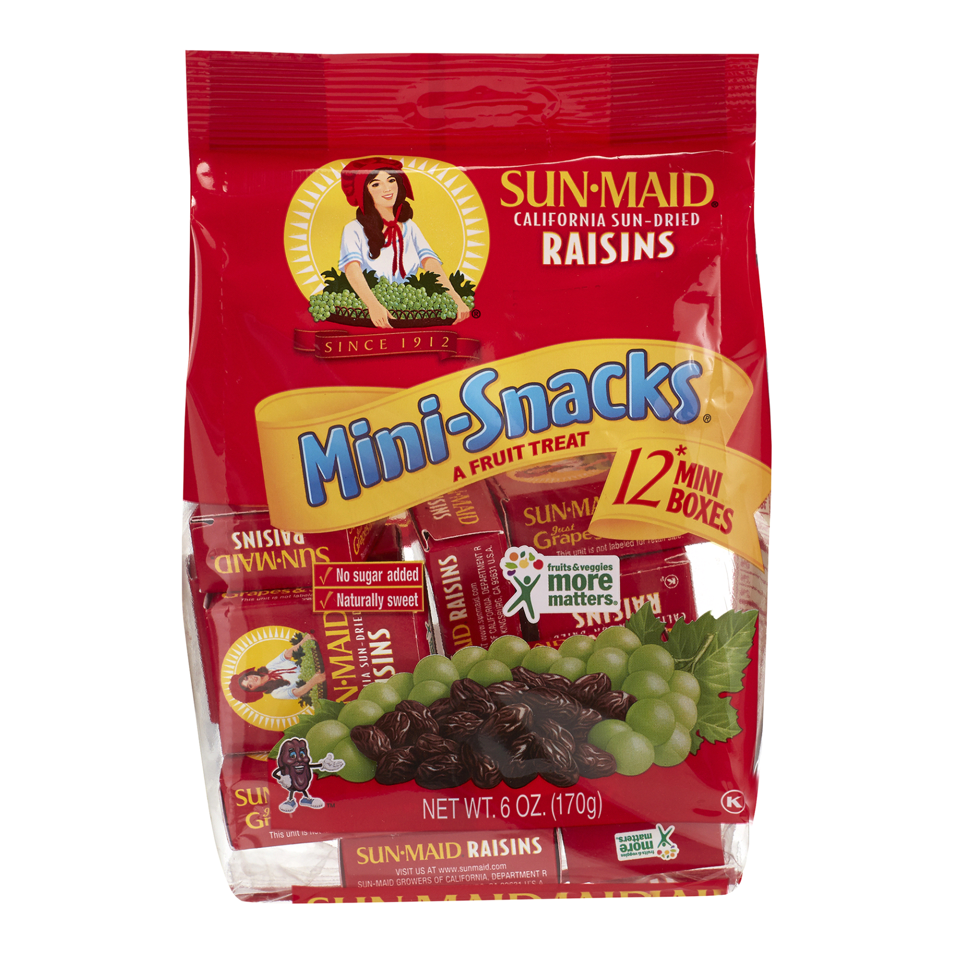 slide 1 of 1, Sun-Maid Raisins Mini Snacks, 6 oz