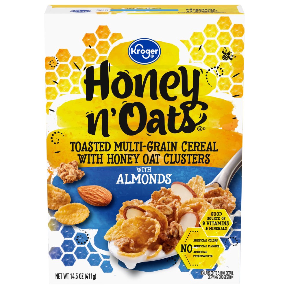 slide 1 of 6, Kroger Multi-Grain Honey Crisp Medly Toasted Flakes Cereal, 14.5 oz
