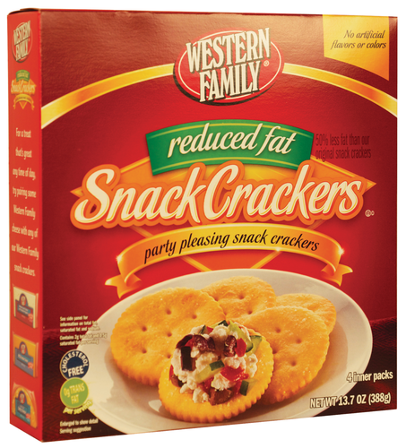 slide 1 of 1, Western Family Reduced Fat Snack Crackers, 10 oz