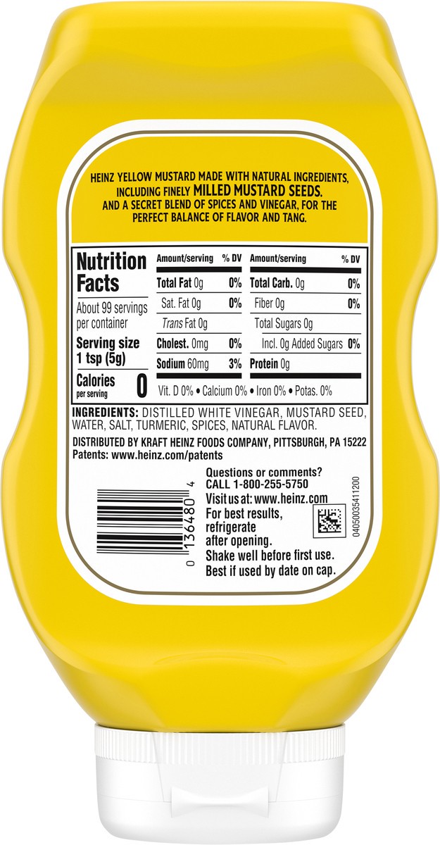 slide 7 of 11, Heinz Yellow Mustard 17.5 Oz. Bottle, 17.5 oz