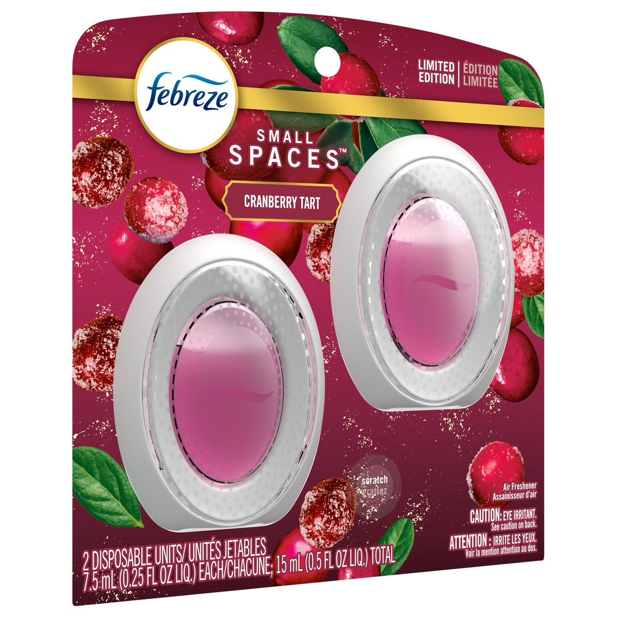 slide 4 of 4, Febreze Small Spaces Limited Edition Cranberry Tart Air Freshener, 2 ct