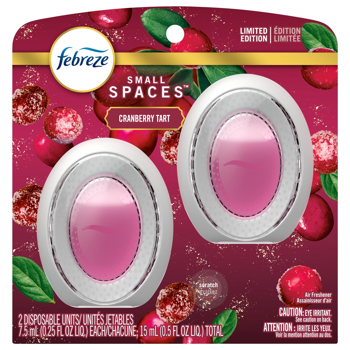 slide 1 of 4, Febreze Small Spaces Limited Edition Cranberry Tart Air Freshener, 2 ct