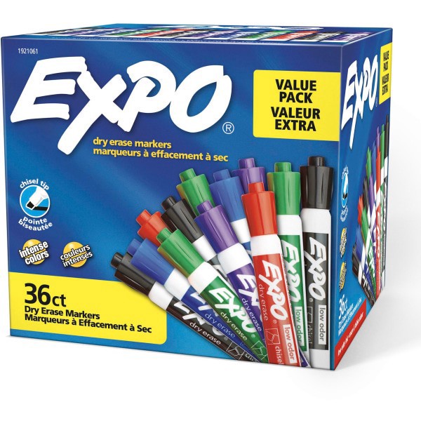 slide 6 of 8, Expo Low Odor Dry Erase Marker, Chisel Tip, Assorted, 36/Box, 1 ct