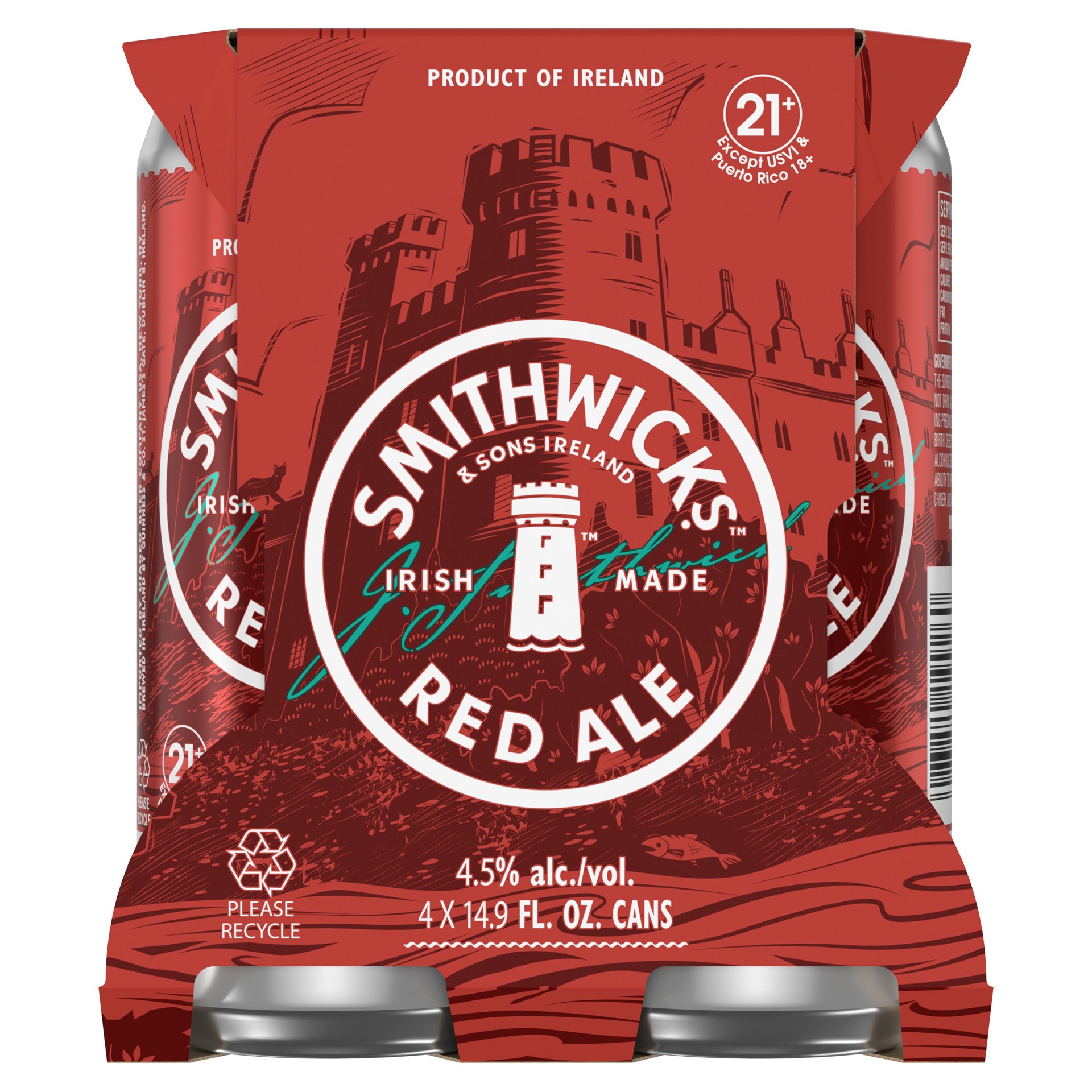 slide 1 of 10, Smithwick's Red Ale Beer, 14.9oz Can, 4pk, 4 ct; 15 oz