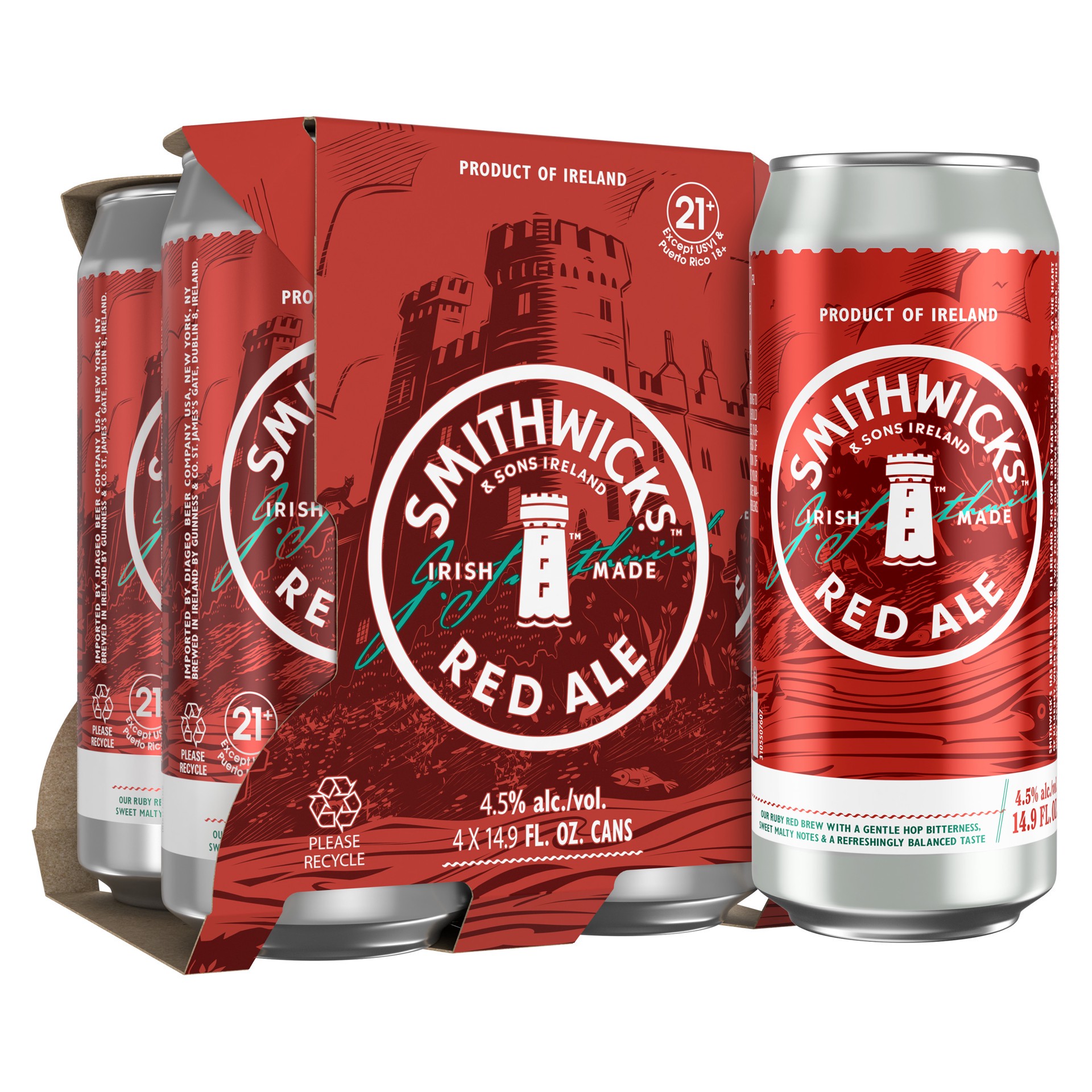 slide 5 of 10, Smithwick's Red Ale Beer, 14.9oz Can, 4pk, 4 ct; 15 oz