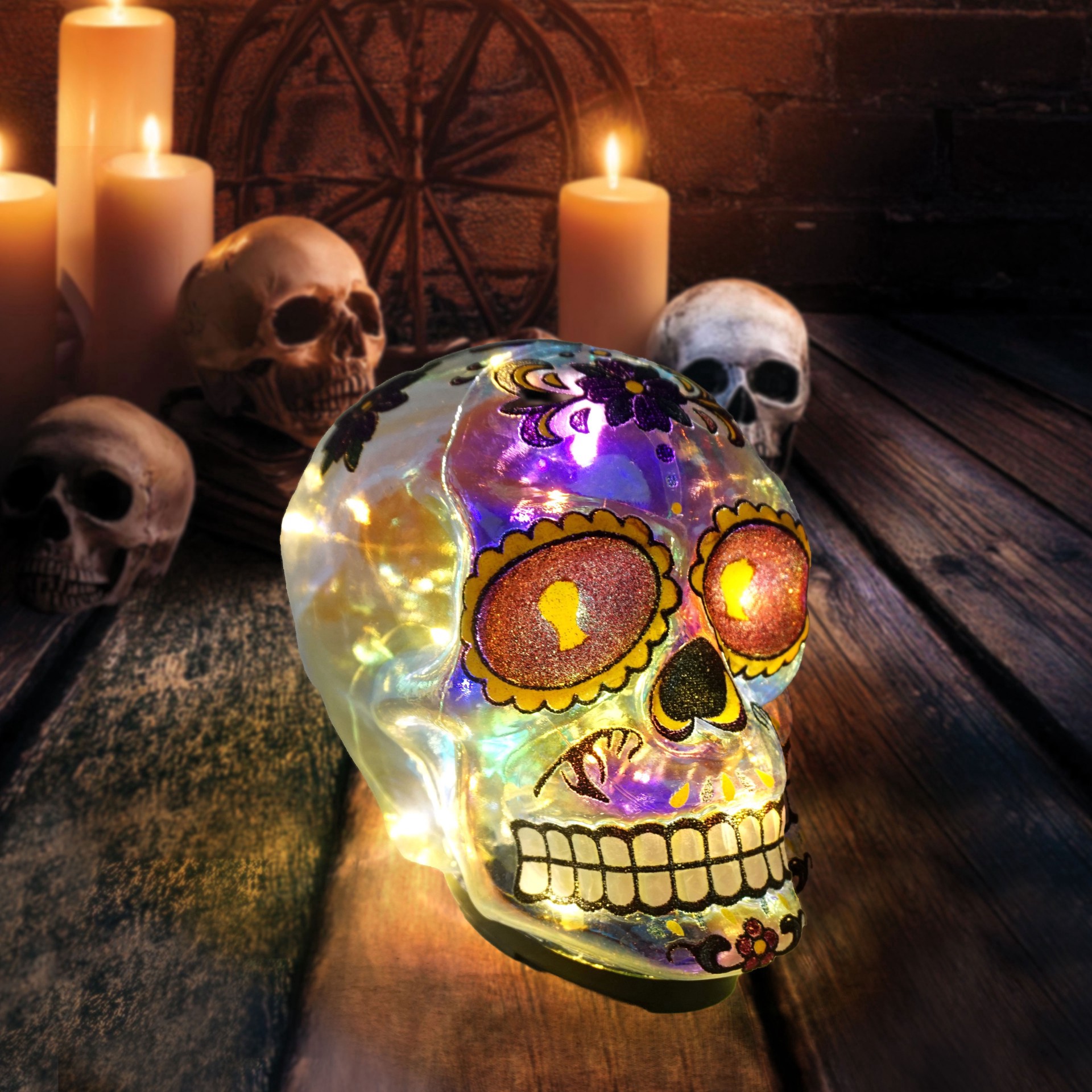 slide 2 of 3, 7" Warm White Led Skull By Ashland, 7 in