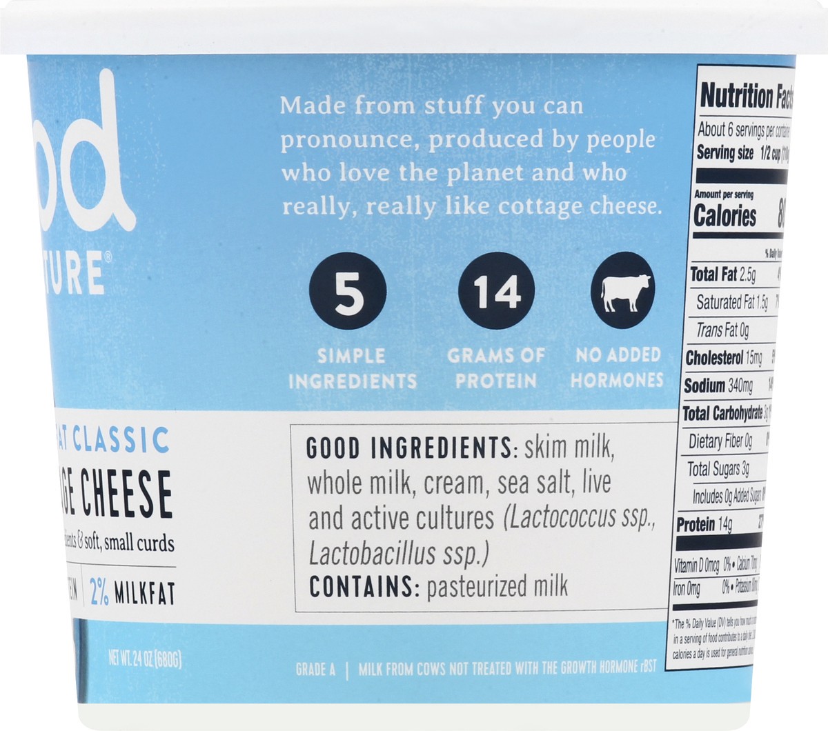 slide 13 of 13, good culture Simply Low-Fat Small Curd 2% Milkfat Classic Cottage Cheese 24 oz, 24 oz