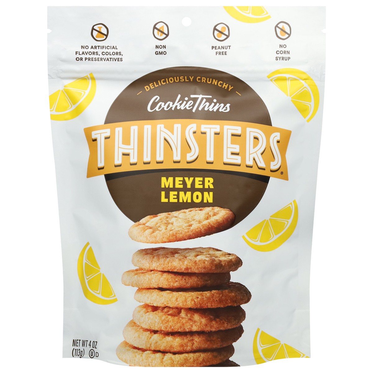 slide 1 of 7, Thinsters Meyer Lemon Cookie Thins 4 oz, 4 oz