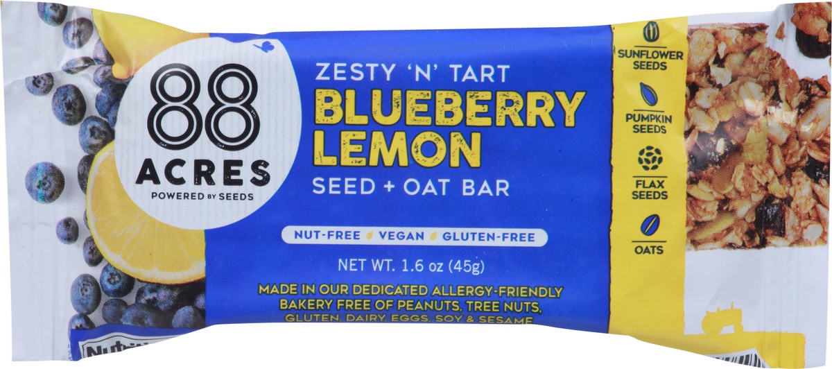 slide 7 of 9, 88 Acres Blueberry Lemon Seed + Oat Bar 1.6 oz, 1.6 oz