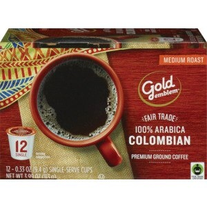 slide 1 of 1, CVS Gold Emblem Gold Emblem Fair Trade Colombian Premium Ground Coffee Single-Serve Cups, 12 Ct, 3.99 oz