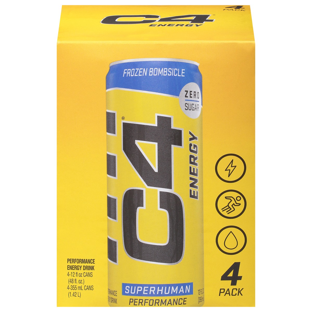 slide 1 of 1, C4 Sport Zero Sugar Performance Frozen Bombsicle Energy Drink 4 Pack 4 - 12 fl oz Cans, 4 ct