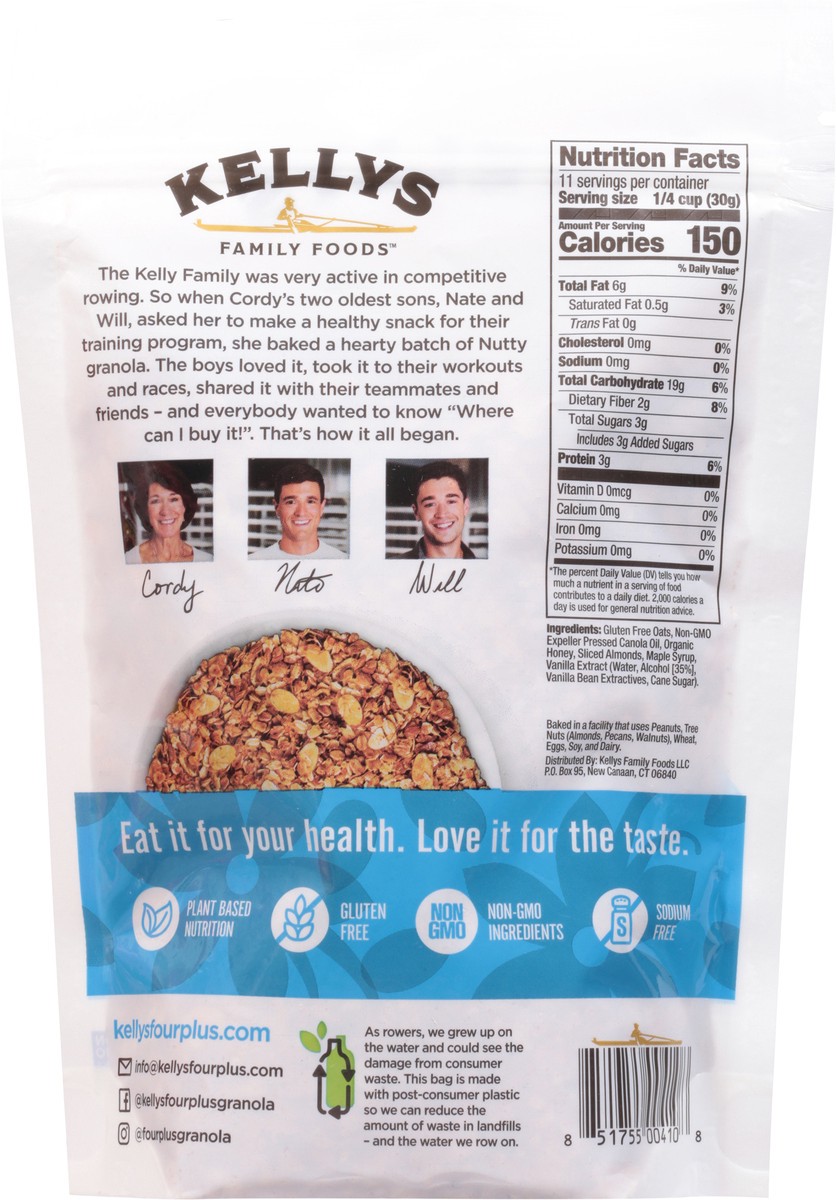 slide 11 of 12, Kellys Family Foods Four Plus Vanilla Almond Granola 12 oz, 12 oz