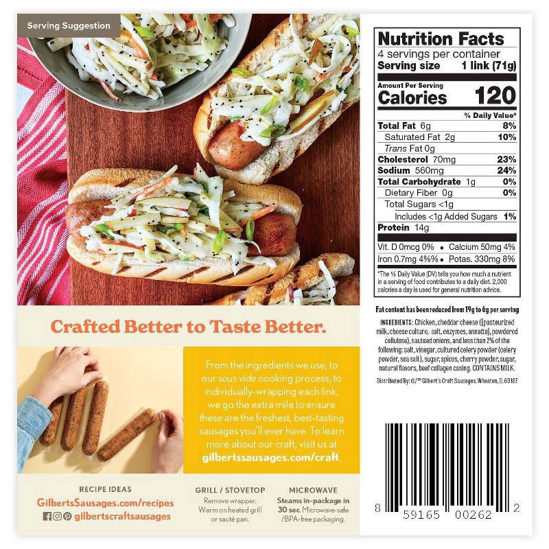 slide 2 of 4, Gilbert's Farmhouse Cheddar Chicken Sausage with Sauteed Onions and Cheddar Cheese 10 oz, 10 oz