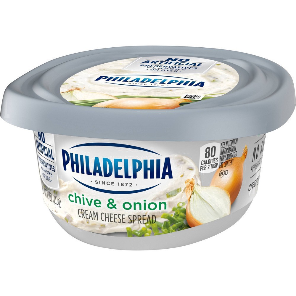 slide 34 of 48, Philadelphia Chive & Onion Cream Cheese Spread, 8 oz