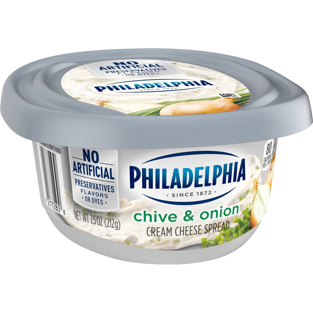 slide 39 of 48, Philadelphia Chive & Onion Cream Cheese Spread, 8 oz