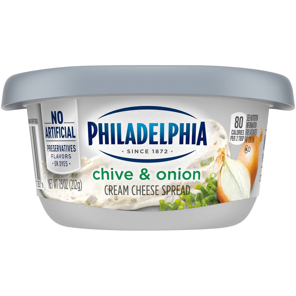 slide 42 of 48, Philadelphia Chive & Onion Cream Cheese Spread, 8 oz