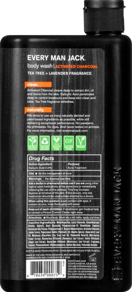 slide 7 of 12, Every Man Jack Purifying Activated Charcoal Body Wash 16.9 oz, 16.9 fl oz