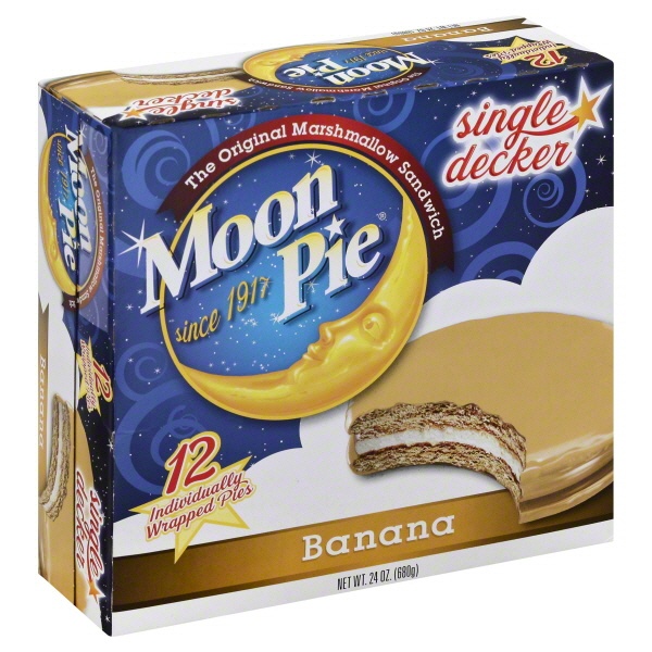 slide 1 of 1, Moon Pie Marshmallow Sandwich Single Decker Banana, 12 ct