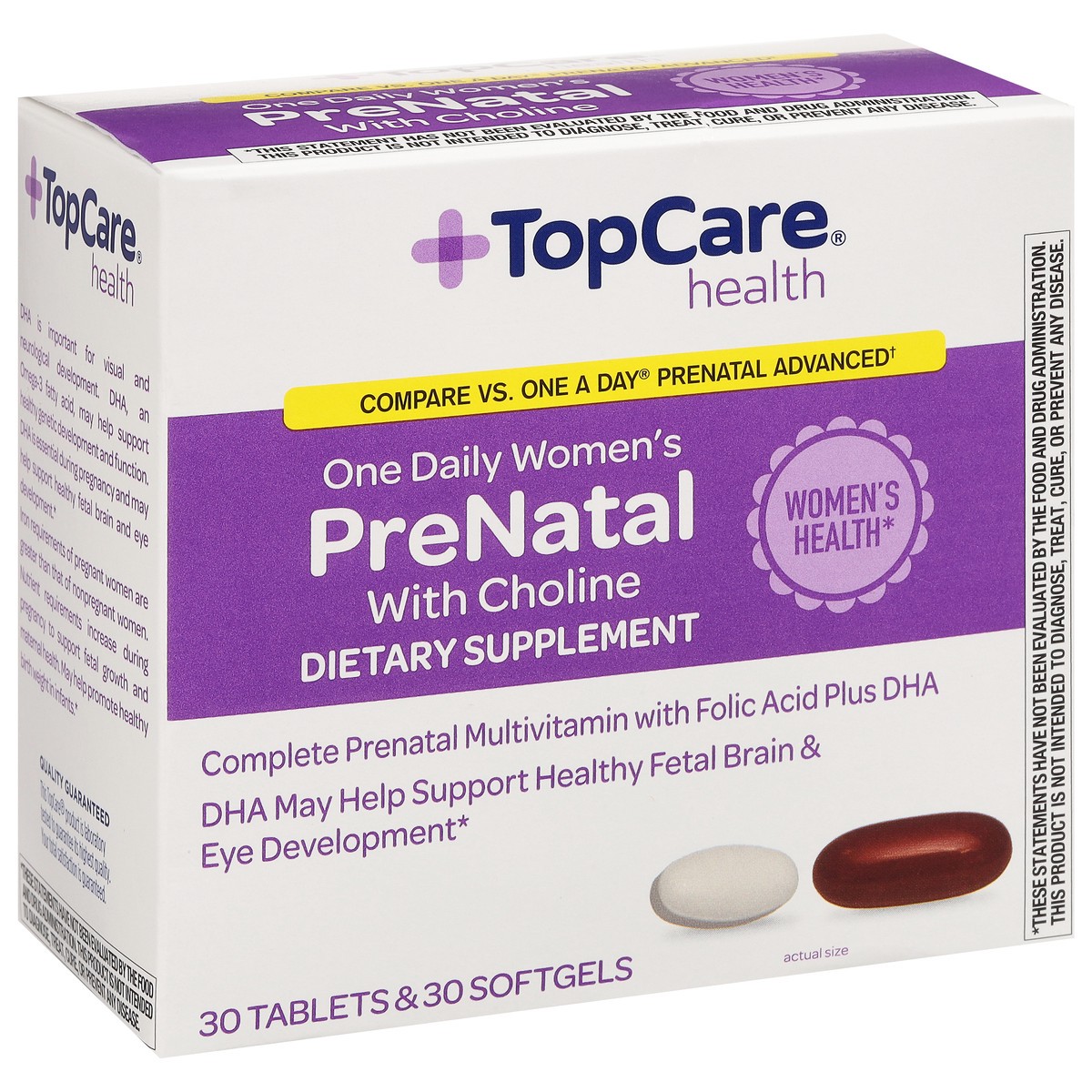 slide 9 of 10, TopCare Health Women's One Daily PreNatal with Choline 60 Tablets & Softgels, 60 ct