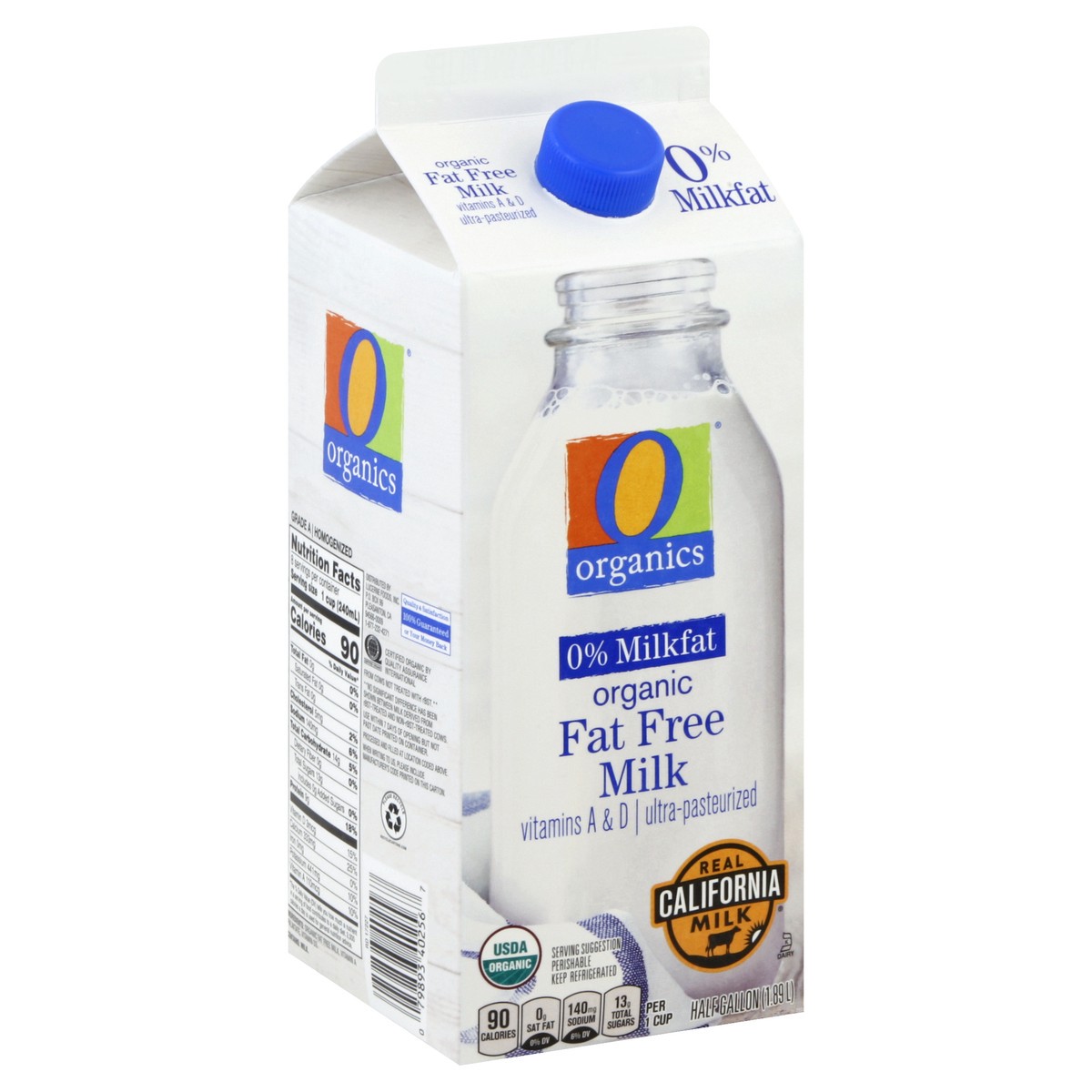 slide 5 of 5, O Organics Organic Milk Fat Free, 1/2 gal