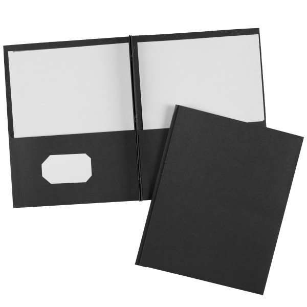 slide 1 of 8, Avery® Two Pocket Folders With 3 Prong Fasteners, 8-1/2"" x 11"", Holds 70 Sheets, Black, Box Of 25 Folders, 25 ct