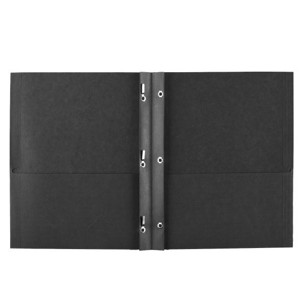 slide 6 of 8, Avery® Two Pocket Folders With 3 Prong Fasteners, 8-1/2"" x 11"", Holds 70 Sheets, Black, Box Of 25 Folders, 25 ct
