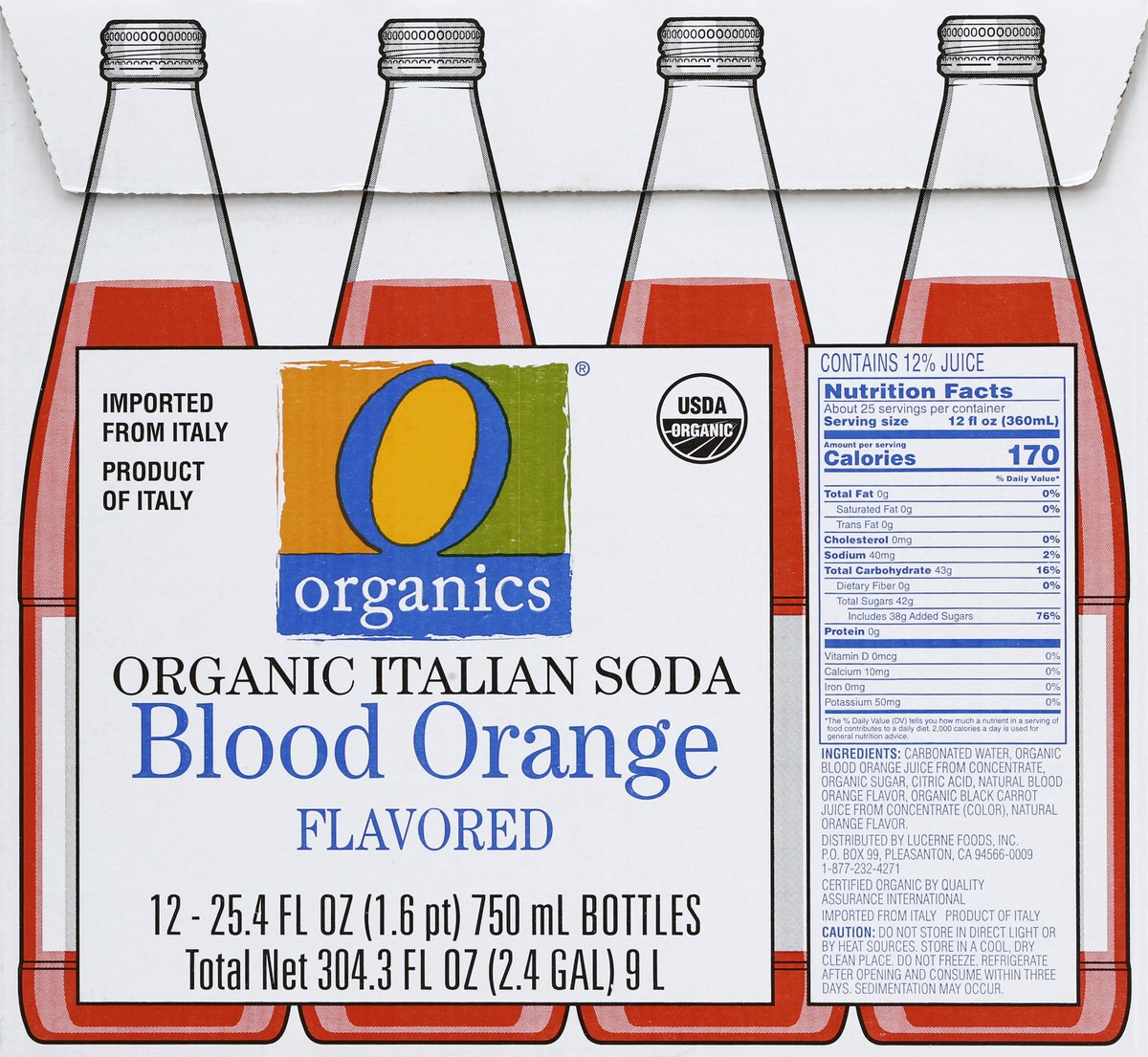 slide 6 of 7, O Organics Organic Soda Orange Italian Blood - Case, 1 ct