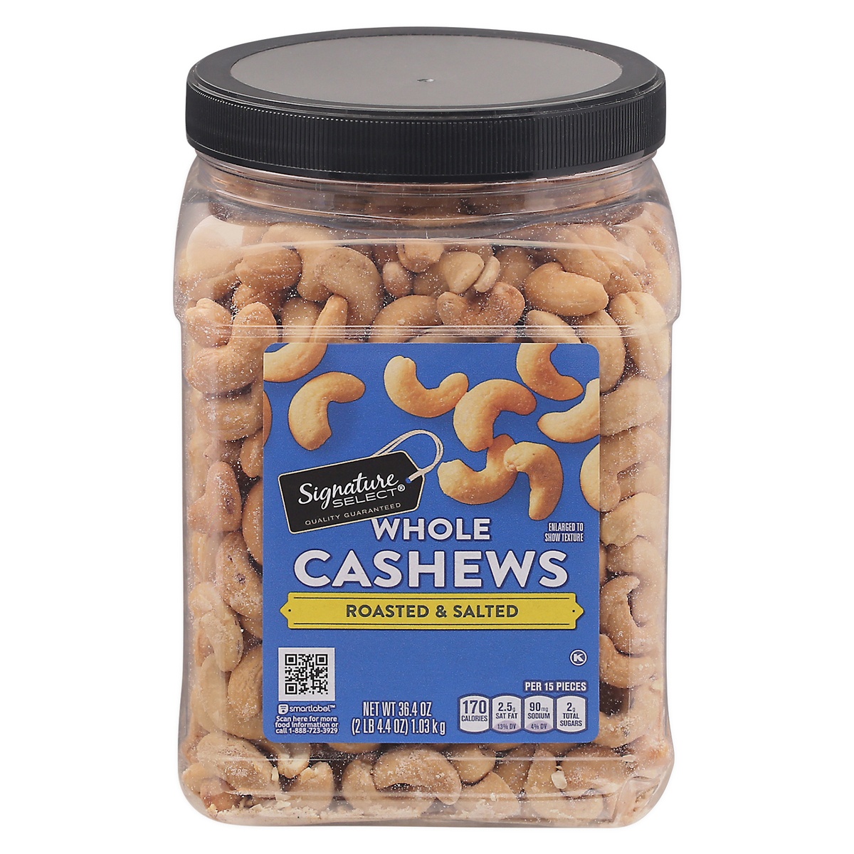 slide 1 of 9, Signature Select Roasted & Salted Whole Cashews 36.4 oz, 