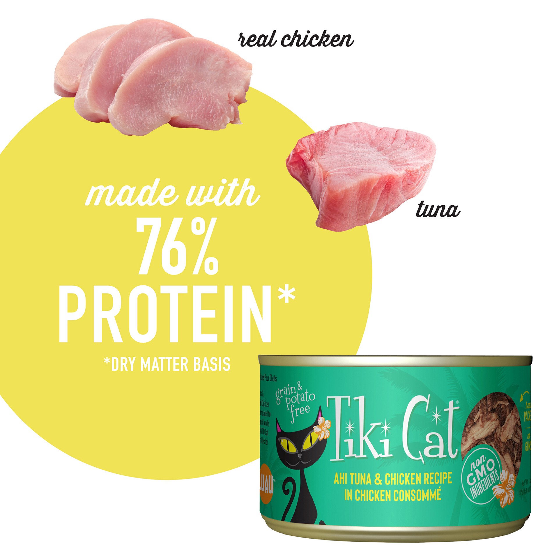 slide 5 of 8, Tiki Cat Luau Wet Cat Food, Ahi Tuna & Chicken, 6 oz. Can, 6 oz