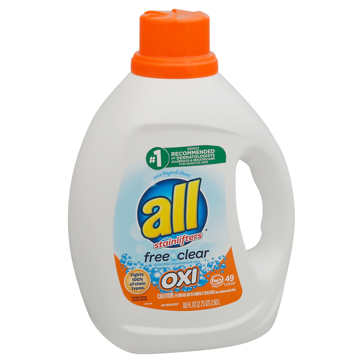 slide 2 of 10, All Detergent Free & Clear Oxi, Jug, 88 fl oz