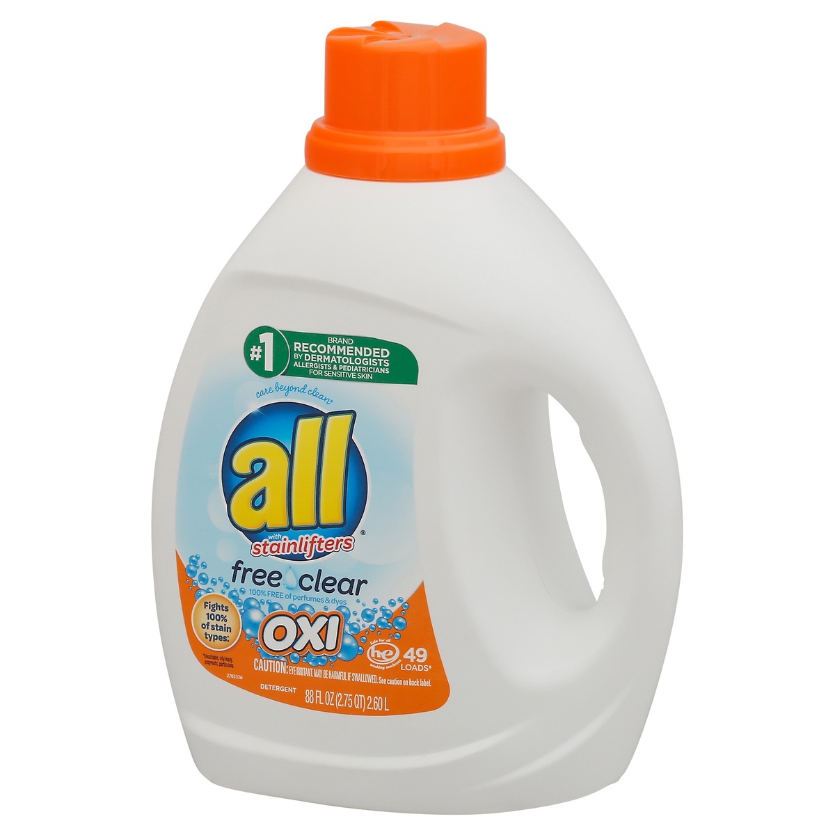 slide 3 of 10, All Detergent Free & Clear Oxi, Jug, 88 fl oz