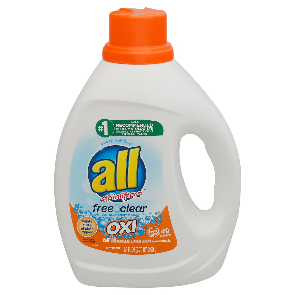 slide 1 of 10, All Detergent Free & Clear Oxi, Jug, 88 fl oz