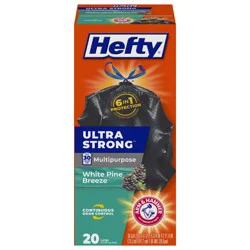 Hefty Ultra Strong Large Multipurpose Drawstring Trash Bags, 30 Gallon - White Pine Breeze Scent