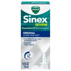 Vicks Sinex SEVERE Nasal Spray, Original Ultra Fine Mist, Decongestant Medicine, Relief from Stuffy Nose due to Cold or Allergy, & Nasal Congestion, Sinus Pressure Relief, 265 Sprays x 2