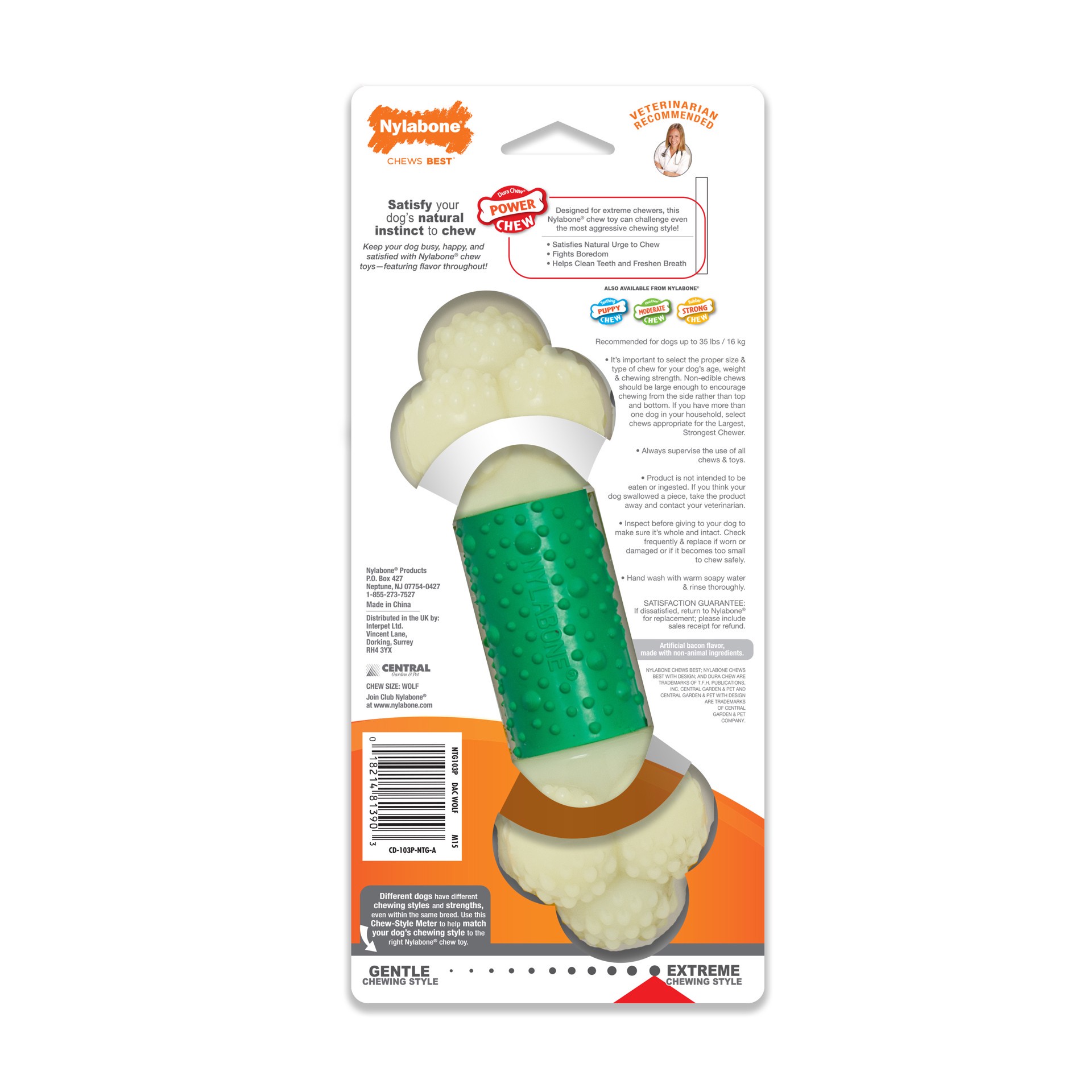 slide 9 of 9, Nylabone Double Action Chew Wolf, 1 ct