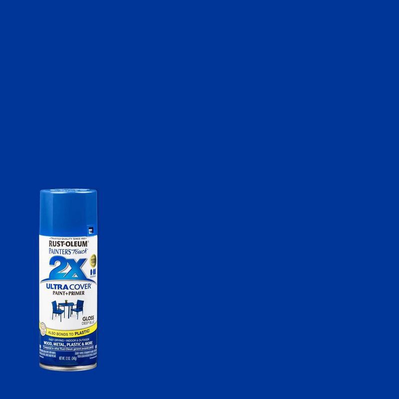 slide 1 of 13, Rust-Oleum 12oz 2X Painter's Touch Ultra Cover Gloss Spray Paint Deep Blue, 12 oz