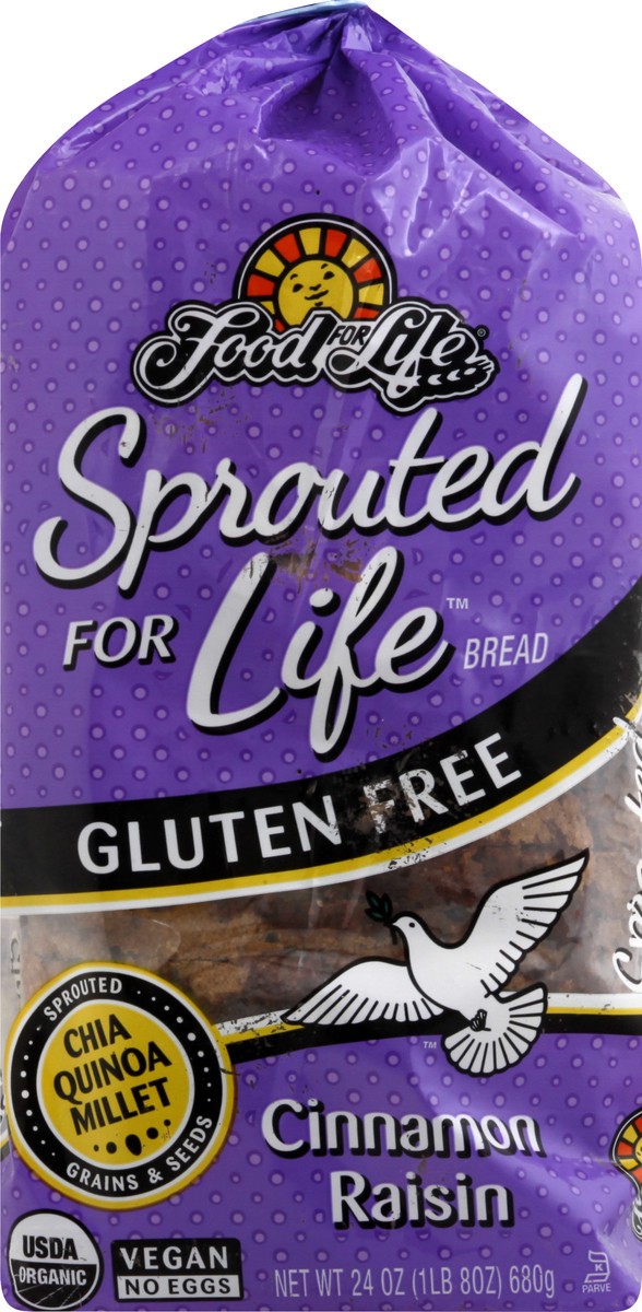 slide 6 of 10, Food for Life Bread, Gluten Free, Cinnamon Raisin, 24 oz