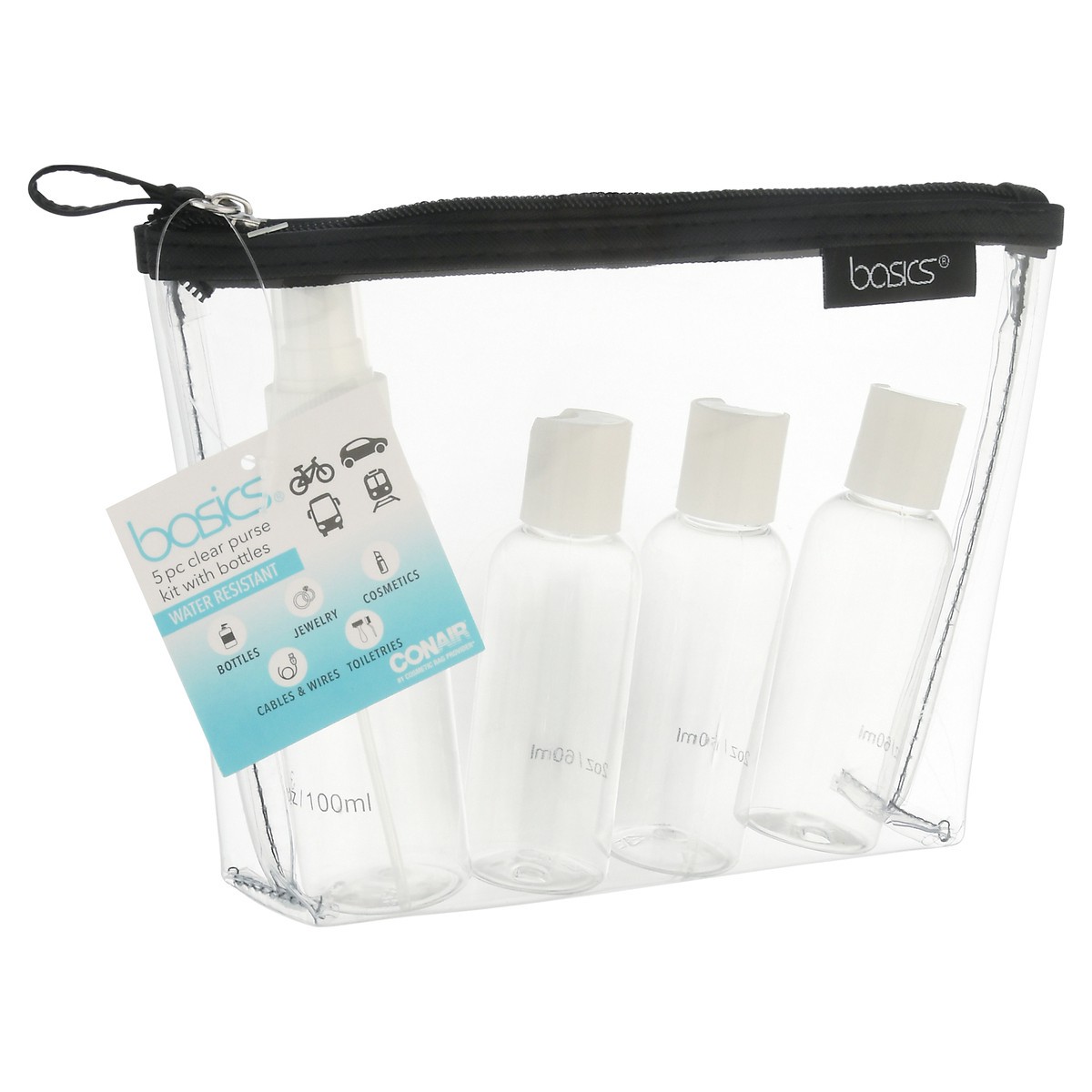 slide 9 of 9, Basics Water Resistant Clear Purse Kit with Bottles 1 ea, 1 ct