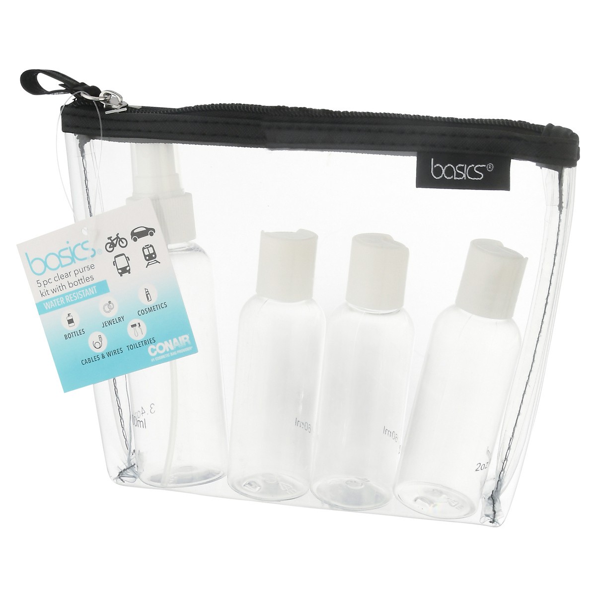 slide 5 of 9, Basics Water Resistant Clear Purse Kit with Bottles 1 ea, 1 ct