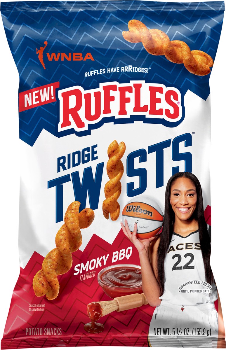 slide 3 of 3, Ruffles Ridge Twists Potato Snacks Smoky BBQ Flavored 5 1/2 Oz, 5.5 oz