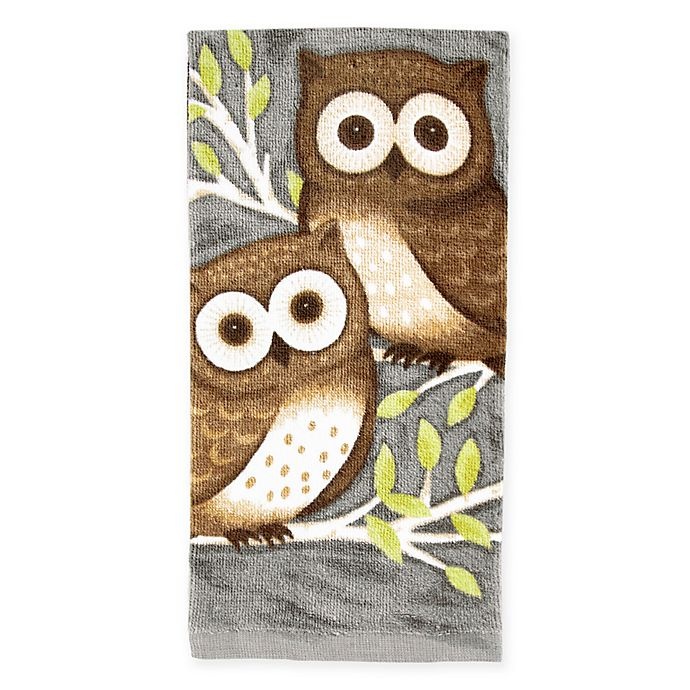 slide 1 of 1, KitchenSmart Colors Painterly Owls Kitchen Towel - Grey, 1 ct