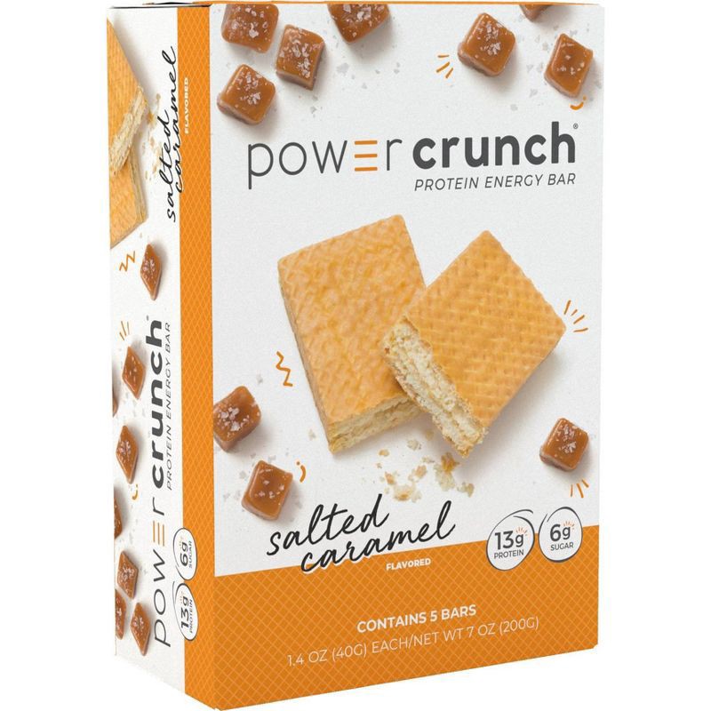 slide 1 of 6, Power Crunch Salted Caramel Flavored Protein Energy Bar 5 - 1.4 oz Bars, 5 ct