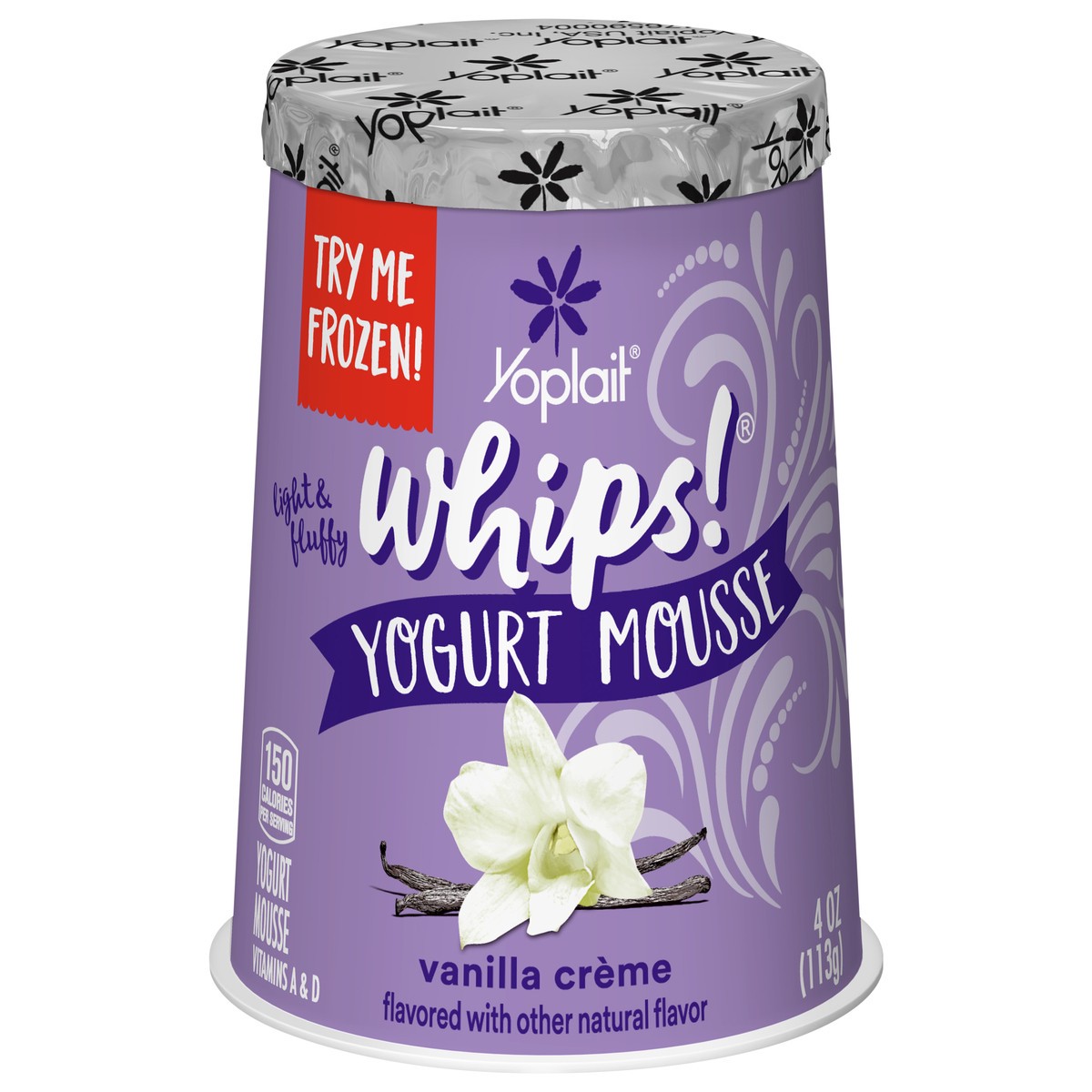 slide 1 of 9, Yoplait Whips Yogurt Mousse, Vanilla Flavored, Gluten Free Snack, 4 OZ Yogurt Cup, 4 oz