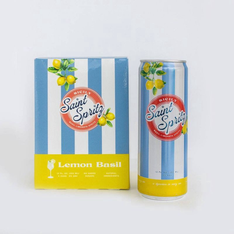 slide 1 of 6, Saint Spritz Lemon Basil Wine Spritz 4 - 12 fl oz Cans, 4 ct