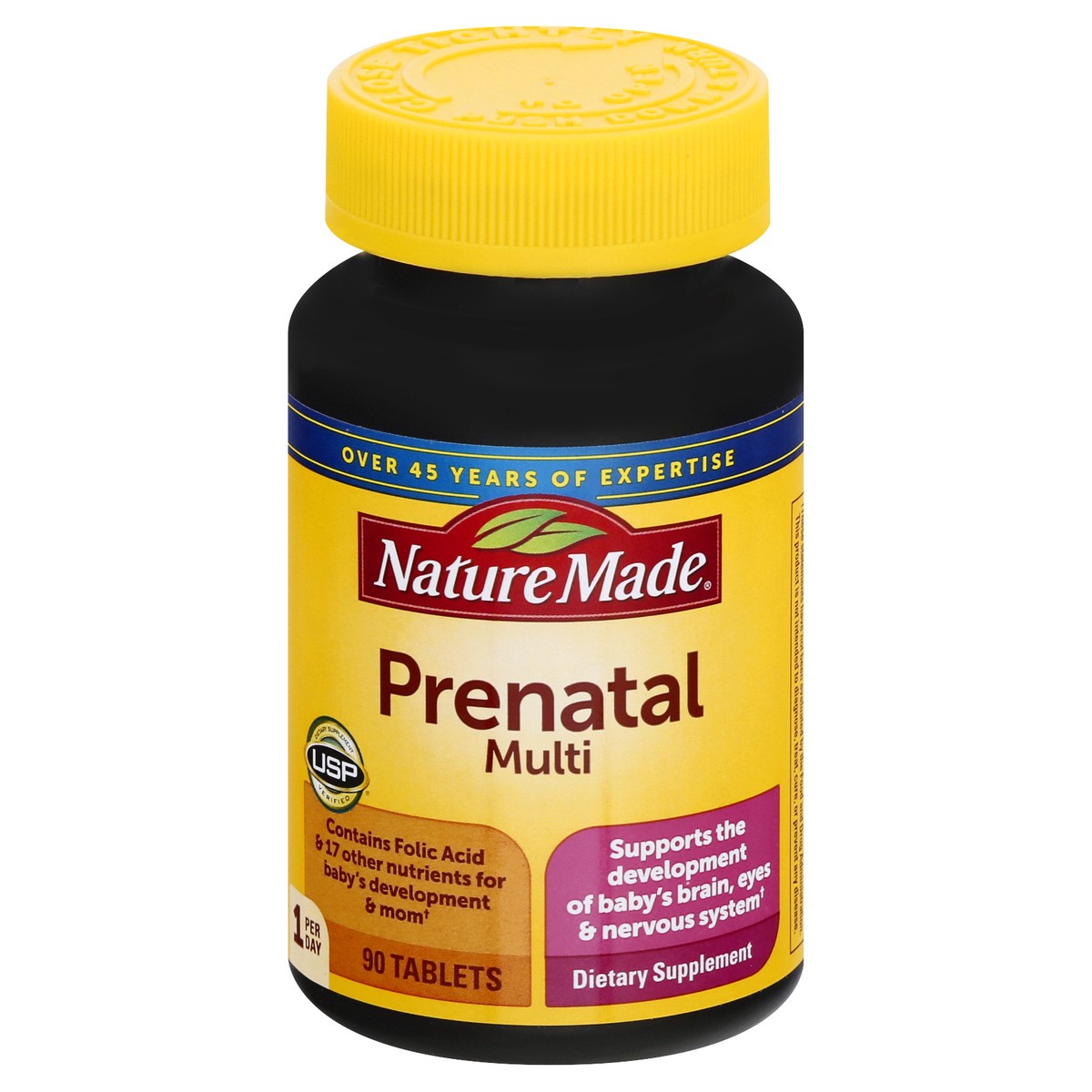 slide 1 of 4, Nature Made Prenatal Multivitamin with Folic Acid, Prenatal Vitamin and Mineral Supplement for Daily Nutritional Support, 90 Tablets, 90 Day Supply, 90 ct