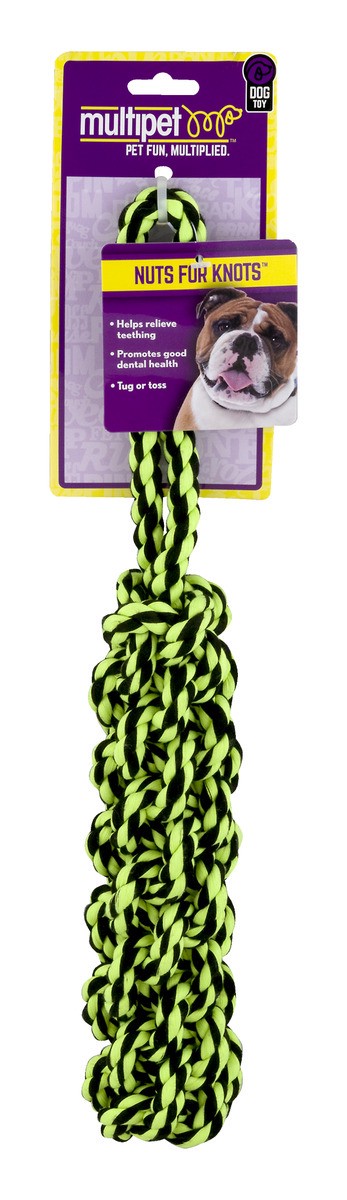 slide 1 of 9, MultiPet Nuts For Knots Rope Tug W/ Braided Stick Dog Toy, 1 ct