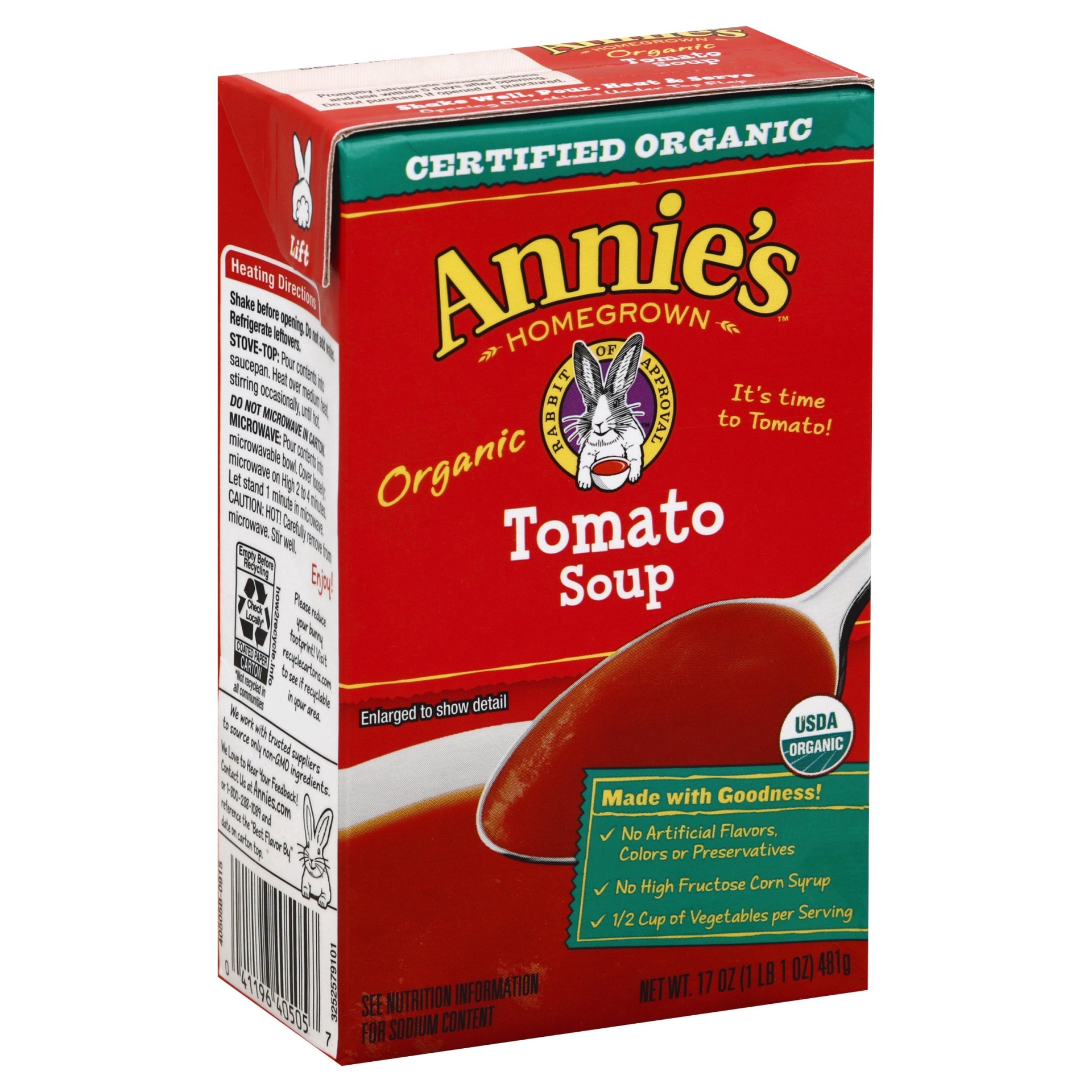 slide 1 of 1, Annie's Homegrown Organic Tomato Soup, 17 oz