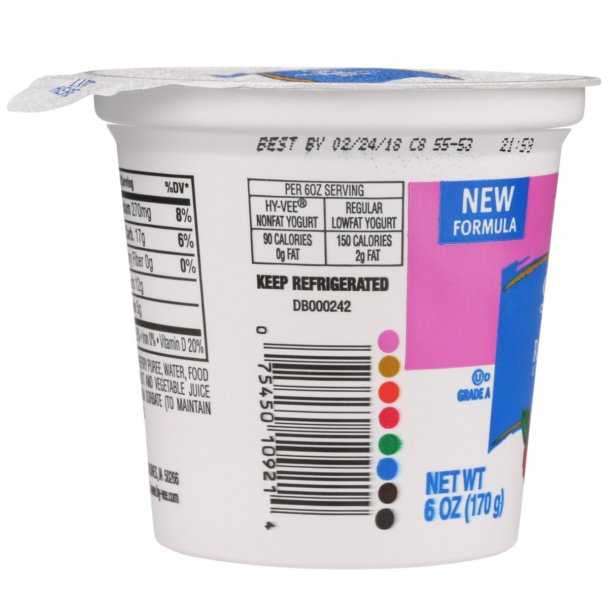 slide 3 of 8, Hy-vee Raspberry Light Nonfat Yogurt, 6 oz